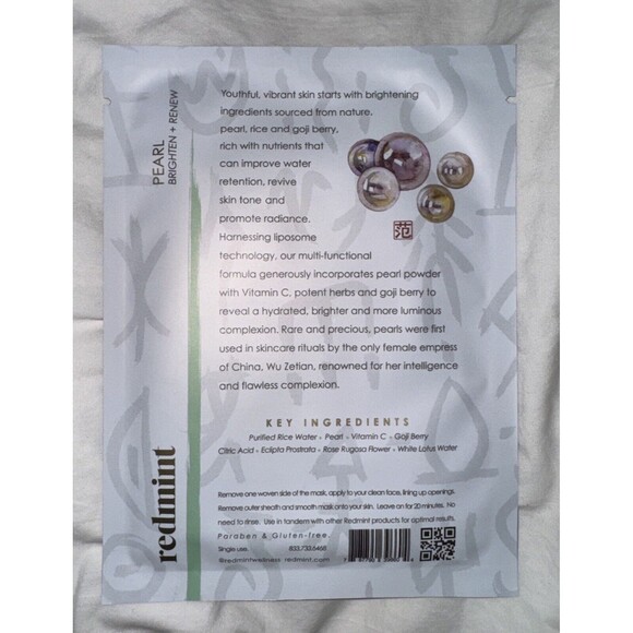 Redmint Goji Pearl facial treatment mask Brighten Renew Rice Water Skincare Skin - Picture 2 of 4